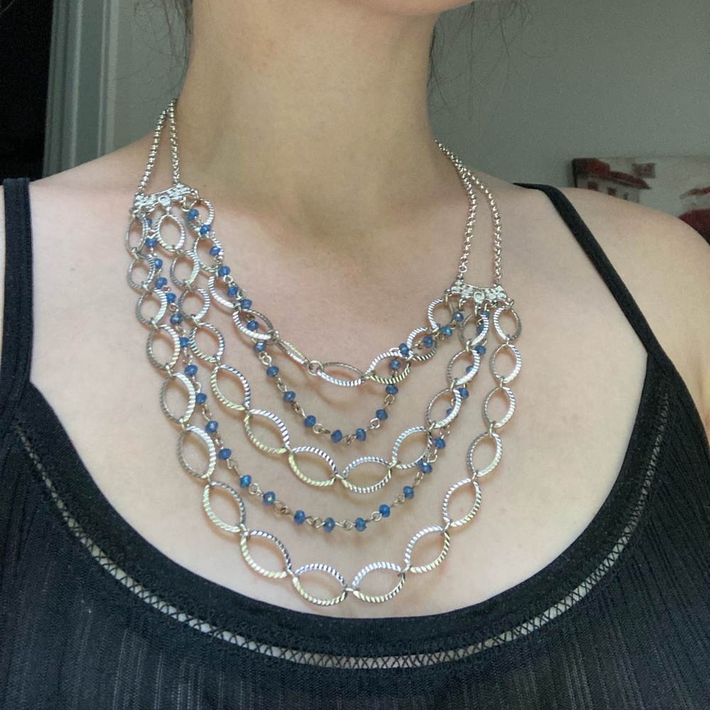 🥰Multi-layer silver and blue necklace ✨
